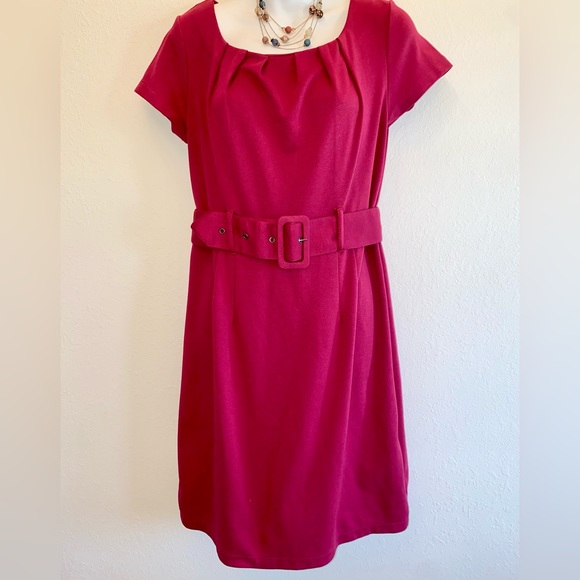 H&M Cranberry Color Belted Dress - Picture 3 of 7